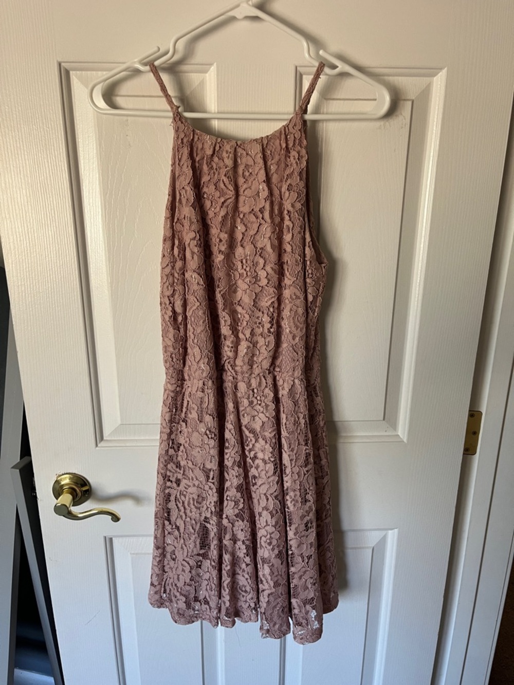 Women's Lace Spaghetti Strap Dress - Dusty Rose